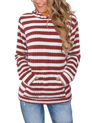 Image of Bosmeer Womens Long Sleeve Shirts Kangaroo Pocket Fashion Hoodies Pullover