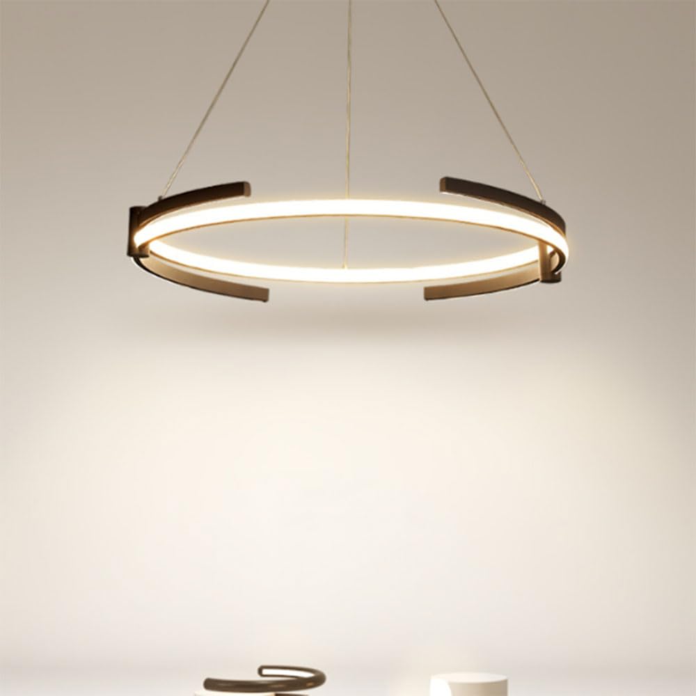 KXEcoLife Ceiling Pendant Light Fixture Circle LED Chandelier Modern Aluminium Hanging Lamp Dimmable Adjustable for Kitchen Living Room