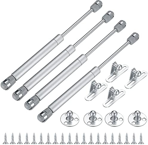 4 Pcs Gas Lift Strut Kit, Gas Spring Strut Lift Stay Support, 100N/10KG Kitchen Cupboard Wardrobe Cabinet Door Soft Close Gas Spring Strut Damper Hinge Flap Fittings Door Stay