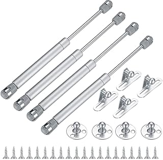 4 Pcs Gas Lift Strut Kit, Gas Spring Strut Lift Stay Support, 100N/10KG Kitchen Cupboard Wardrobe Cabinet Door Soft Close Gas Spring Strut Damper Hinge Flap Fittings Door Stay