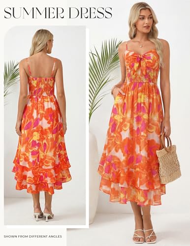 Image of GRACE KARIN Womens Maxi Floral Sundresses Summer Beach Boho Dress Spaghetti Strap Dresses Casual Fashion Clothes with Pockets