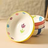 Świeża, urocza i delikatna ceramiczna miska śniadaniowa w stylu koreańskim - różowa