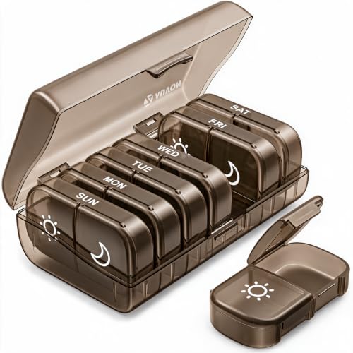 Image of AUVON Weekly Pill Organizer 2 Times a Day, One-Sided Opening, Easy to Use