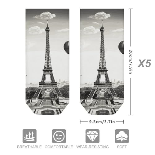Paris Tower Ankle Socks Soft Breathable No Show Socks Comfortable Cotton Low Cut Casual Socks for Women Men 5 Pairs2