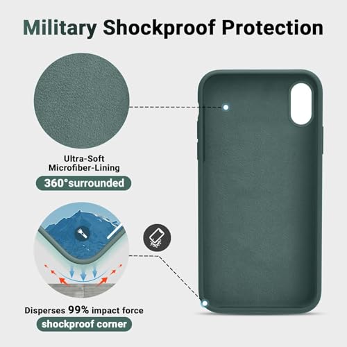 Image of VONZEE Microfiber Candy Case Compatible for iPhone Xr 6.1 inch, Shockproof Slim Back Cover Liquid Silicone Case - Dark Green