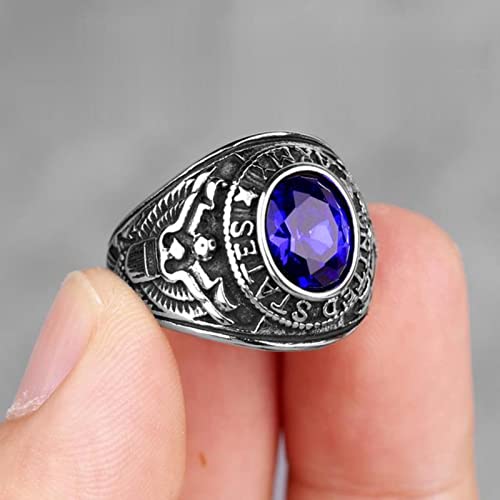 XJruixi Stainless Steel Men Rings Rhinestone United States Army Punk Hip Hop for Biker Male Boyfriend Jewelry Creativity Gift Wholesale