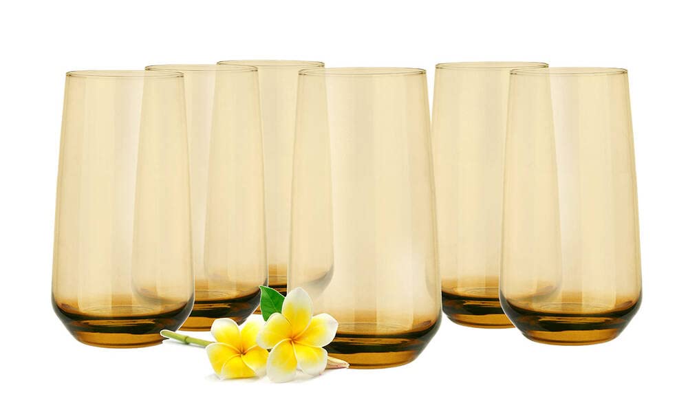6 Verres Highball En Verre - 310 Ml - Pour Cocktails, Jus, Long Drinks - Idéal Maison, Bar, Fête - Couleur Rouge éclatant - 4
