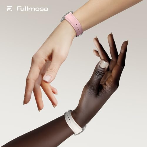 Image of Fullmosa 2 Pack 18mm Leather Watch Bands Quick Release Watch Strap for Men Women, Soft Replacement Strap Wristband with Stainless Steel Buckle,18mm White&Silver /Pink&Silver | 2 Pack Straps for Garmin Venu 3S /2S /4(41mm), Vivoactive 4S, Vivomove 3S, Forerunner 265S /255S, White+Pink /Silver+Silver