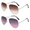 SAIIURV 2 Paires Lunettes de Pilote avec Verres Teintés Pour Femmes Hommes, Anti UV Lunette de Soleil Polarisante Classique Rétro pour la Conduite, Voyage, Extérieure (2PCS)