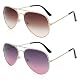SAIIURV 2 Paar Pilotenbrille mit getönten Gläsern, Retro Sonnenbrille Damen Herre, Mode Brille Vintage 80er 90er Damenbrille UV400 Polarisiert Klassisch Frauen Sonnenbrillen (2PCS)