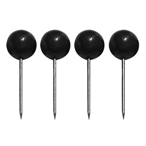 100pcs Push Pin Tacks Map Board Round For Thumb Cork Drawing Maps Decorative Clear Short Marking Clips(Black)