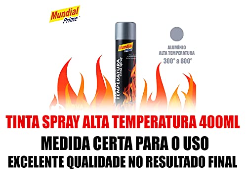 Tinta Spray para Alta Temperatura Aluminio 400Ml Mundial Prime