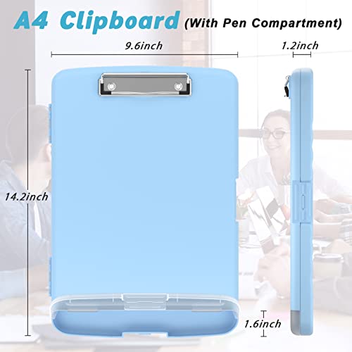 Zaxmey Plastic Clipboard With Storage, Heavy Duty Plastic Storage Clipboard Folder Side-Opening, Clipboard With Compartment Organizer For Student, Coach, School. Size 14 X 10 X 1.2 Inch(Dark Blue) #TOP1