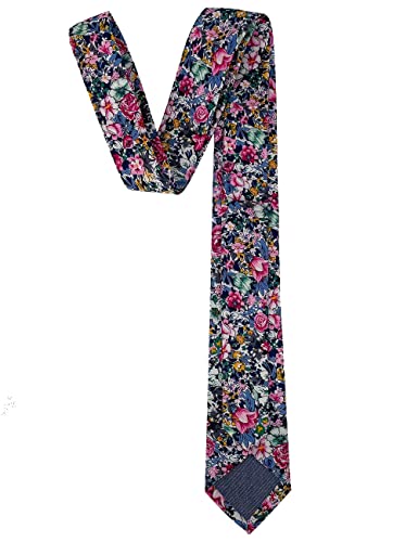 Image of Kebocis Mens Skinny Cotton Floral Tie for Men