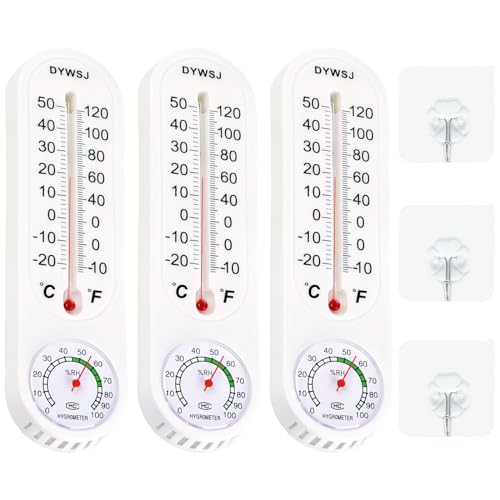 Darryy 3 Pièces Taille 23 cm Thermomètre Hygromètre Analogique, Thermomètre Analogique, Thermometre Interieur, Hygromètre Analogique, Hygrometre Interieur