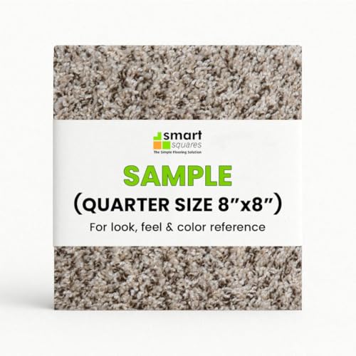 Smart Squares in A Snap Premium Plush Carpet Tiles, Made in USA – 8x8 Peel and Stick Floor Tiles with Attached Padding – Seamless DIY Carpet Squares (0.44 Sq Ft, Sample, 537 Crystal)
