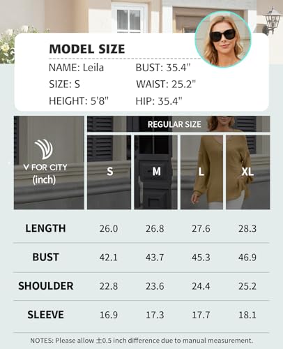 V For City AMSM0697DGT-L Trendy Sweaters For Women 2024 Oversized V Neck Knitted Lightweight Drop Shoulder Sweater Khaki Large thumb #5