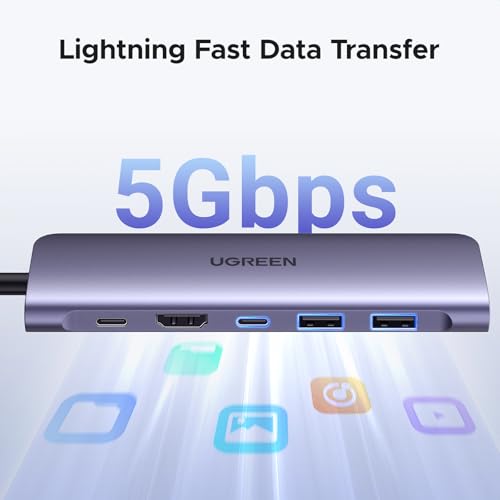 Image of UGREEN USB C Hub for Laptop Revodok 7 in 1 Dock 4K HDMI to USB C Adapter | 100W PD Charging, USB-C & 2 USB-A 5Gbps Data Ports, SD /TF Card Reader for MacBook Neo /Pro /Air, iPad Pro, XPS, Thinkpad
