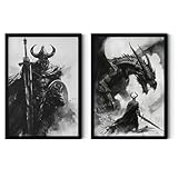 MJ-GRAPHICS® Poster Set Dark Fantasy Krieger Jungen Gamer 