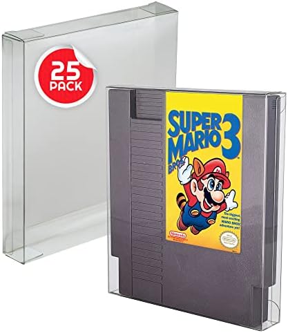 Display Case Protector Storage Compatible For NES CARTRIDGE – Extra Sturdy Clear Case W/ Removable Film – 0.4mm Thick – Anti- Dust/Scratch/Moisture (pack of 25) by EVORETRO (NES)