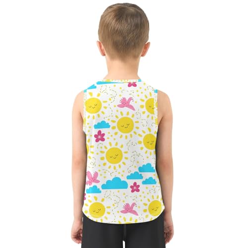 J JOYSAY Sun Flower Cloud White Boys Tank Top Sleeveless Muscle Shirts Quick Dry Kids T-Shirts 3-15T3