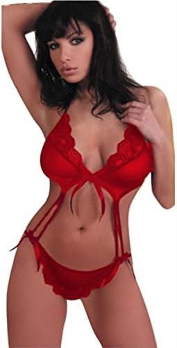 Womola Sexy Babydoll Women Lingerie Sexy Lace G-String Attractive Underwear Sleepwear (M, Red)