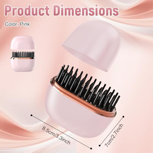 Mini Hair Straightener, 2-in-1 Cordless Hair Straightener Brush, Hot Comb, Hair Straighteners for Women, 3 Heat Settings,Anti-Scald,30s Fast Heating, Portable Heated Styling Comb for Travel Home(Pink) - Image 6