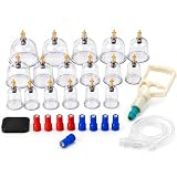 Schröpfgläser Set 32 tlg mit Vakuumpumpe, Cupping Schröpfset mit Schröpfköpfen, regulierbare Saugkraft, transparentes Vakuum Schröpfset für Rücken, Nacken, Schultern, Beine & Wellness Massage zuhause