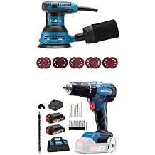 DongCheng 5 Random Orbital Sander, 20V MAX Brushless Cordless 1/2" Hammer Drill Kit