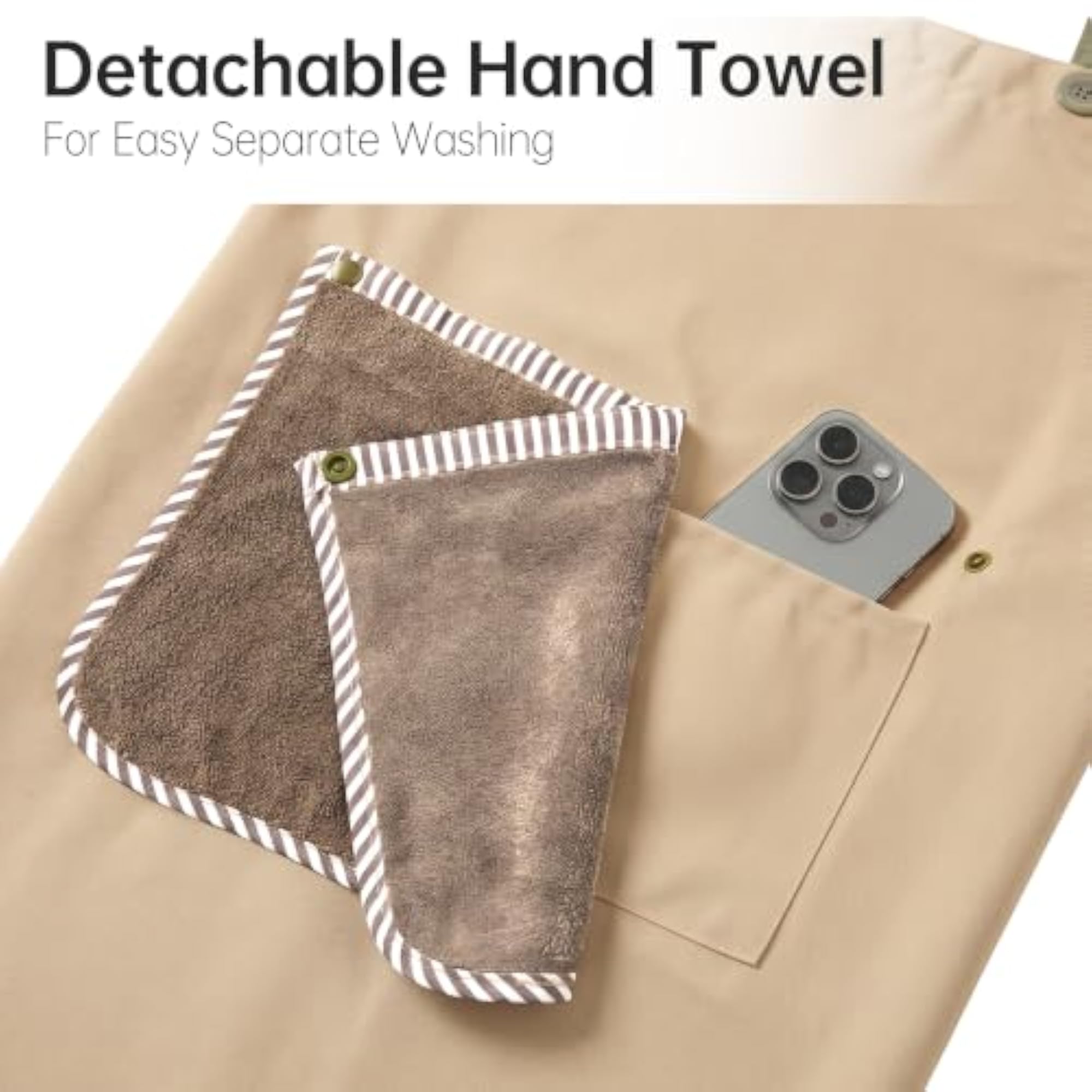 2 Pack Bib Aprons with Detachable Pocket, Stain Resistant