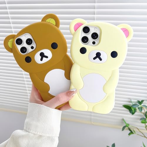 IAIYOXI Soft Silicone Bear Case for iPhone 15 Plus, Cute 3D Cartoon Teddy Bear Designed, Protective Lovely Fun Adorable Fashion Phone Case, Kawaii Cover for Women Girls Kids, Yellow by IAIYOXI - Image 5