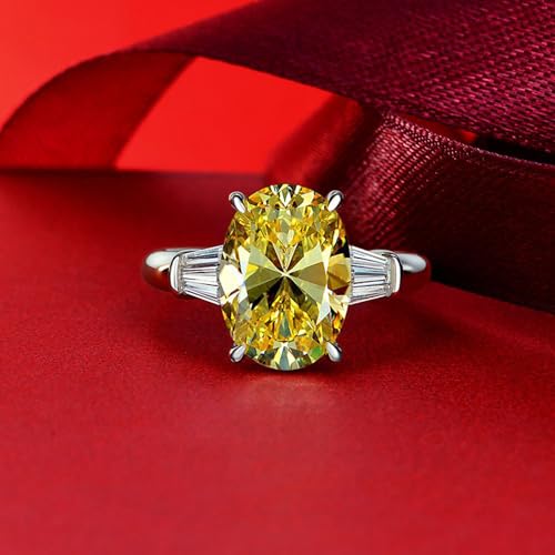 925 Sterling Silver Promise Rings for Women, 5ct Oval Cut Yellow Moissanite Ring 10x14mm, Ideal for Wife for Anniversary4
