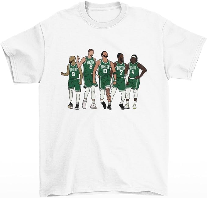 Generic D White, KP, Jrue and The Jays Boston Basketball T-Shirt, Natural,green,black,white