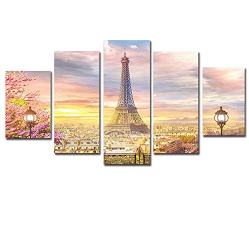 Leinwand Wandkunst Bilder Home Decor 5 Stück Paris Eiffelturm Abstrakte Landschaftsmalerei Hd Drucke Poster- 30X50 30X70 30X80Cm Ungerahmt
