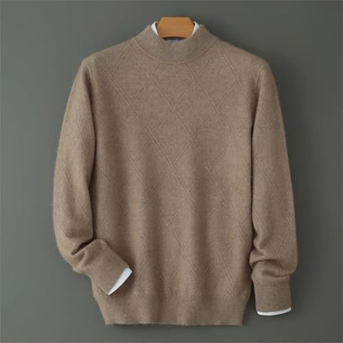 Men's Top 100 Percent Solid Mink Cashmere Knitted Sweater Thickened Half High Neck Pullover Casual Warm Clothing4