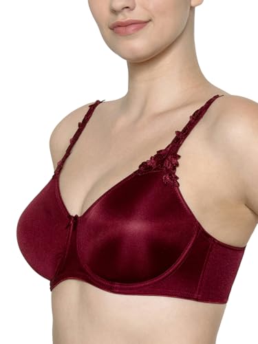 Image of Triumph International Minimizer Women Bra Wired Non Padded High Support Big Cup Lingerie Visual Bust Reduction Comfort Bra Floral Lace Full Coverage Shapewear Wide Straps & U-Back Support Pack of 1