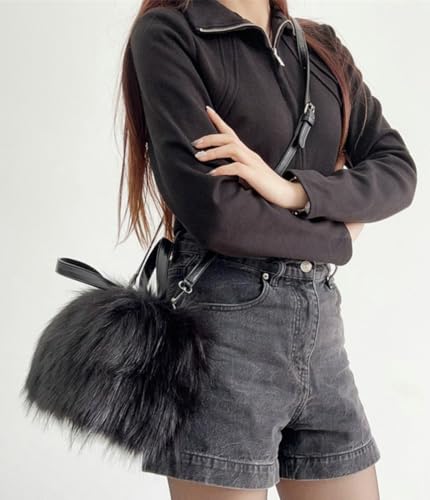 Furry Tote Bag for Women Faux Fur Shoulder Crossbody Bag Y2k Purse Fluffy Large Fuzzy Handbags Soft Top Handle Satchels2