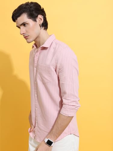 Image of Highlander Men's Slim Fit Striped Shirt | Full Sleeves | Everyday Wear Stylish Shirts for Men