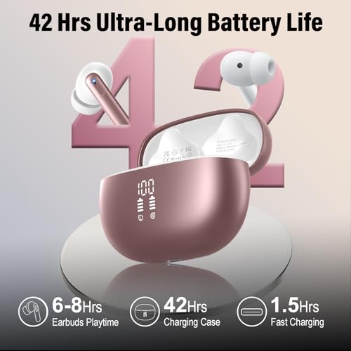 KI Kopfhörer Übersetzer, 42Std Bluetooth 5.4 Sprachübersetzer Kopfhörer mit 164 Sprachen, 7 Übersetzungsmodi Echtzeit Übersetzer Ohrhörer mit ENC Mic, 3 in 1 Übersetzungskopfhörer für Business Rose