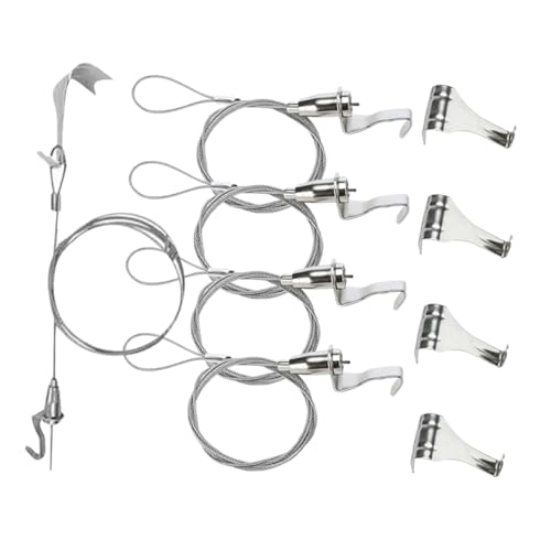 Hemobllo 5 juegos Sistema de Ajustable Cables y Ganchos Kit de Soporte para Imágenes Herramienta de Colgar Cuadros para Hogar y Oficina Estable y Práctica Protección de Paredes