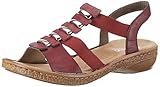 Suela: PU Rieker 62850, Sandalias Punta Cerrada para Mujer, Rojo (Wine), 36 EU