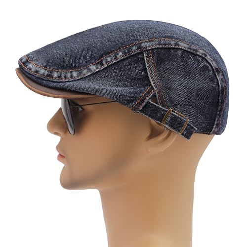 Image of ZLYC Men Cotton Flat Cap Summer Scally Ivy Gatsby Newsboy Beret Driver Cabbie Hunting Hat