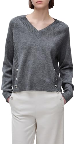 United Colors of Benetton Maglia Scollo V M/L 1J9YD403S Maglione, Grigio, M Donna