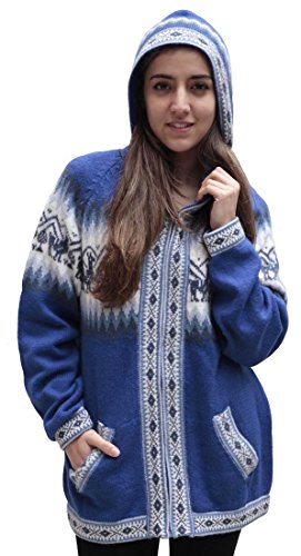 Little Llamas Hooded Alpaca Wool Knitted Jacket Hoodie Sweater