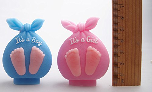 Baby Shower Silicone Candle Mold ,3D Baby Foot Silicone Soap Mold Fondant Cake Decorating Candy Chocolate Mould (Boy&Girl) #TOP6
