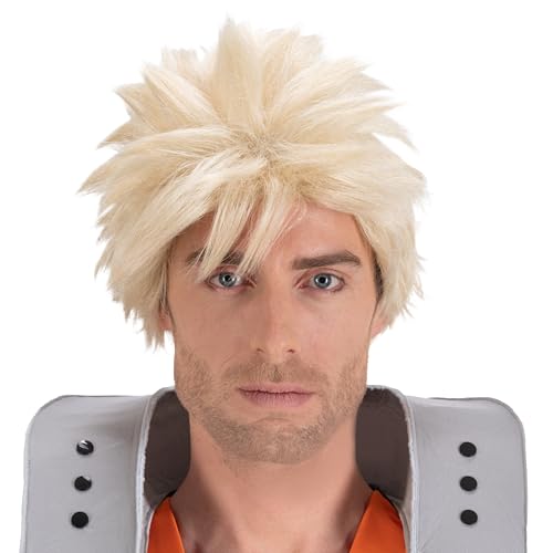 Perruque Katsuki Bakugo aux mèches blondes fidèles à l'anime My Hero Academia
