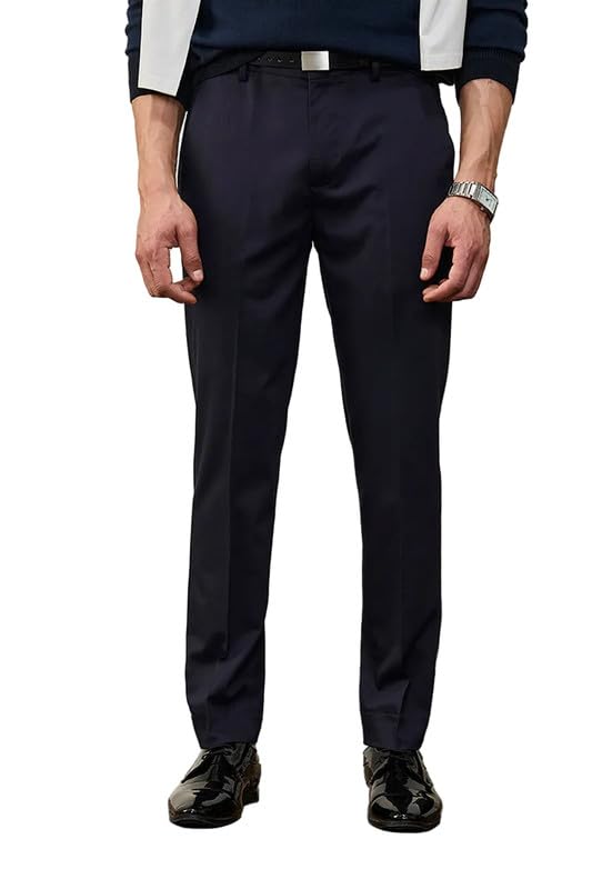 snitch Catch ME IF You CAN Men Trousers for Formal Wear | Slim Fit Solid Pattern with Mid Rise & Plain Front | Stretchable Polyester Blend Fabric for Office, Business & Work Wear-picture-23