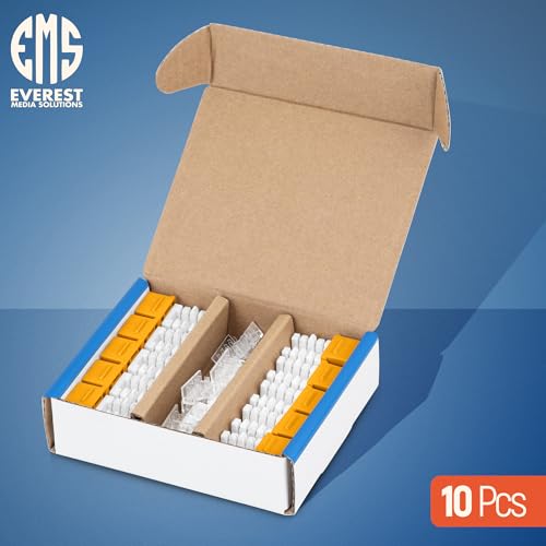 Image of Everest 90 Degree RJ45 Cat6 Keystone Jacks Slim Profile 10-Pack Yellow | Compatible with 90 Angled Speed Termination Tool - easyJACK (B094WB91H3)