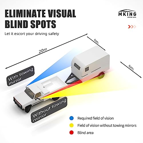 MKING Towing Mirrors,Mirror Extenders For Towing,Fit all System Universal Clip-on towing mirror,On side adjustable 180 Degree Rotation Extends.