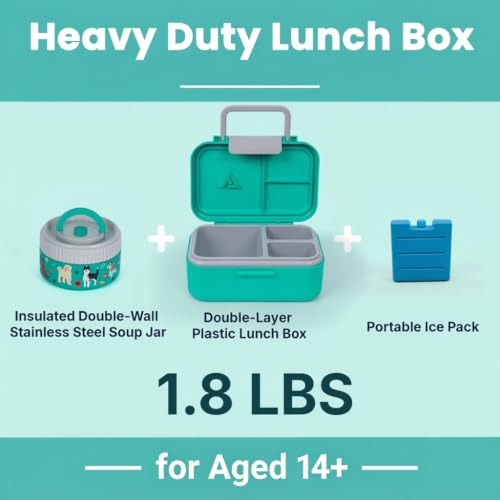 Image of Bento Lunch Box 1283ML / 43 oz with 391 ML / 13 oz Food Jar, Ice Pack